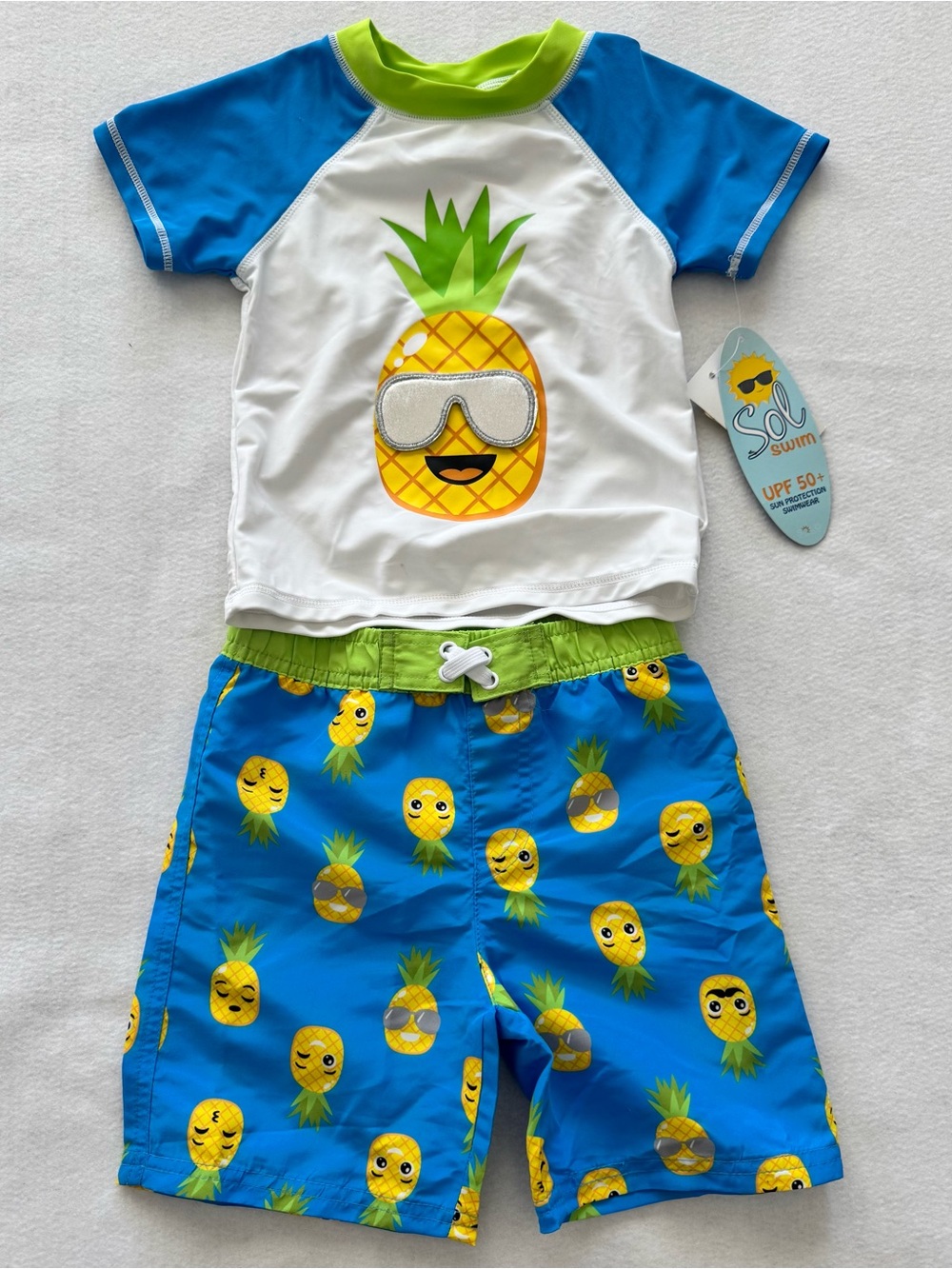 Sol Swim Baby Boys Pineapple Rashguard and Swim Trunk Set, 
Size 3T, NWT